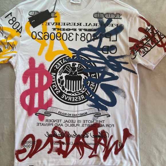 Graphic Short Sleeve Tee - White with Multicolor Print - Picture 1 of 5